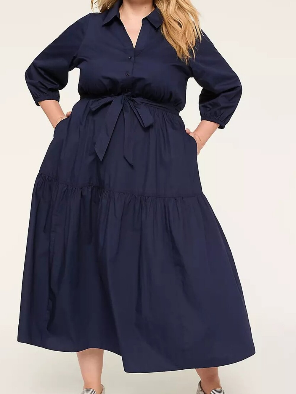 NWT Elbow-sleeve Maxi Shirt Dress